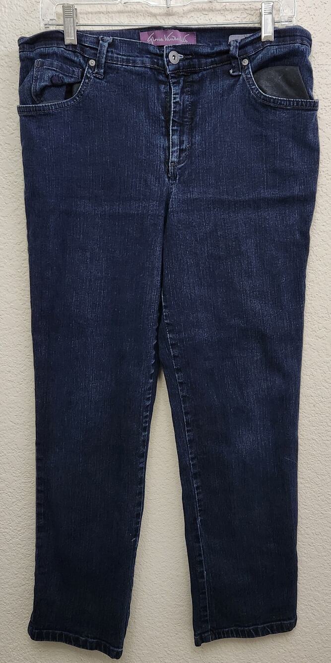 Gloria Vanderbilt Dark Blue "Amanda" Flat Front Jeans 12 Lightweight Soft